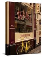 Bicycle Outside Coffee Shop, Amsterdam, Holland, Europe-Frank Fell-Stretched Canvas