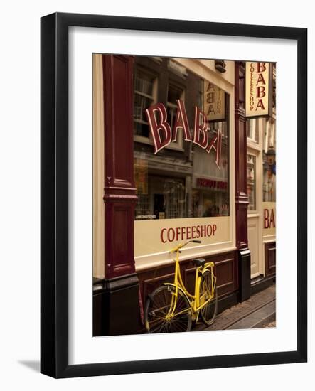 Bicycle Outside Coffee Shop, Amsterdam, Holland, Europe-Frank Fell-Framed Photographic Print