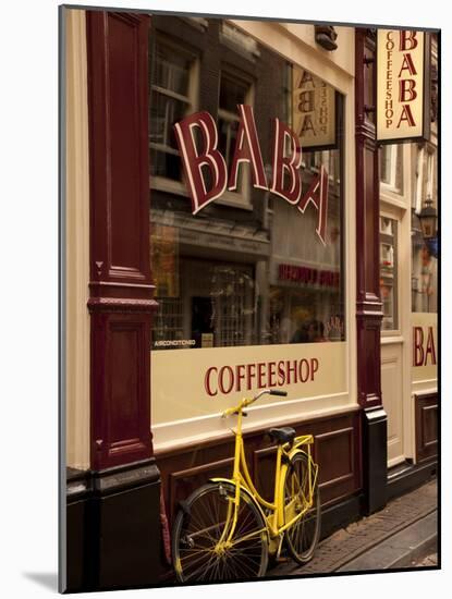 Bicycle Outside Coffee Shop, Amsterdam, Holland, Europe-Frank Fell-Mounted Photographic Print