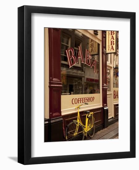 Bicycle Outside Coffee Shop, Amsterdam, Holland, Europe-Frank Fell-Framed Photographic Print