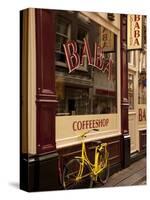 Bicycle Outside Coffee Shop, Amsterdam, Holland, Europe-Frank Fell-Stretched Canvas