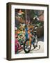 Bicycle Outside Toy Shop, Lesvos, Mytilini, Aegean Islands, Greece-Walter Bibikow-Framed Photographic Print