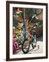 Bicycle Outside Toy Shop, Lesvos, Mytilini, Aegean Islands, Greece-Walter Bibikow-Framed Photographic Print