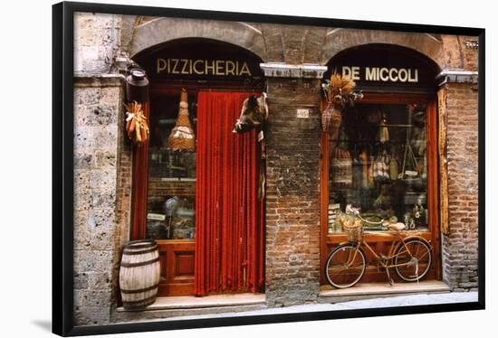 Bicycle Parked Outside Historic Food Store, Siena, Tuscany, Italy-null-Framed Poster