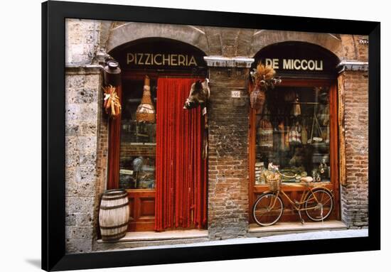 Bicycle Parked Outside Historic Food Store, Siena, Tuscany, Italy-null-Framed Poster