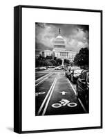 Bicycle Path Leading to the Capitol, US Congress, Washington D.C, District of Columbia, White Frame-Philippe Hugonnard-Framed Stretched Canvas