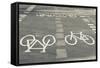 Bicycle Path Road Markings, Vancouver, British Columbia, Canada-Walter Bibikow-Framed Stretched Canvas