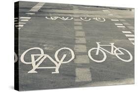 Bicycle Path Road Markings, Vancouver, British Columbia, Canada-Walter Bibikow-Stretched Canvas
