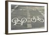 Bicycle Path Road Markings, Vancouver, British Columbia, Canada-Walter Bibikow-Framed Photographic Print