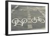 Bicycle Path Road Markings, Vancouver, British Columbia, Canada-Walter Bibikow-Framed Photographic Print