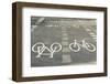 Bicycle Path Road Markings, Vancouver, British Columbia, Canada-Walter Bibikow-Framed Photographic Print