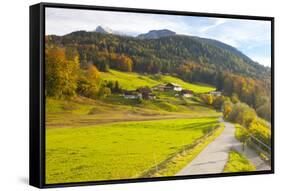 Bicycle Path Through Rural Mountain Landscape in Autumn-Miles Ertman-Framed Stretched Canvas