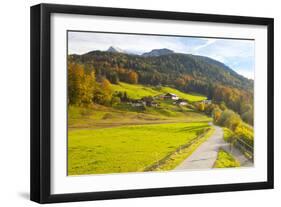 Bicycle Path Through Rural Mountain Landscape in Autumn-Miles Ertman-Framed Photographic Print