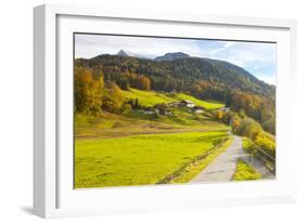 Bicycle Path Through Rural Mountain Landscape in Autumn-Miles Ertman-Framed Photographic Print