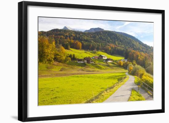 Bicycle Path Through Rural Mountain Landscape in Autumn-Miles Ertman-Framed Photographic Print