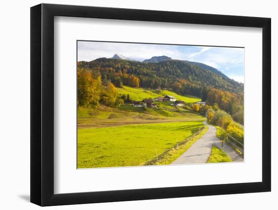 Bicycle Path Through Rural Mountain Landscape in Autumn-Miles Ertman-Framed Premium Photographic Print