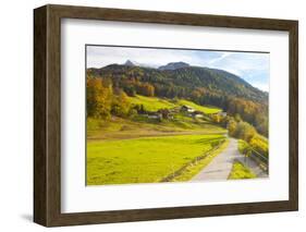 Bicycle Path Through Rural Mountain Landscape in Autumn-Miles Ertman-Framed Photographic Print