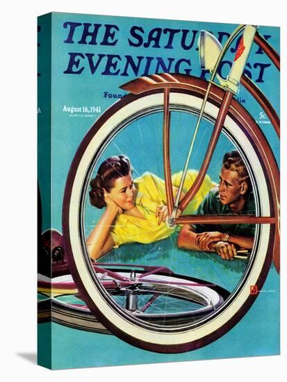 "Bicycle Ride," Saturday Evening Post Cover, August 16, 1941-Douglas Crockwell-Stretched Canvas