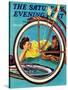 "Bicycle Ride," Saturday Evening Post Cover, August 16, 1941-Douglas Crockwell-Stretched Canvas