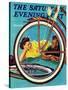 "Bicycle Ride," Saturday Evening Post Cover, August 16, 1941-Douglas Crockwell-Stretched Canvas