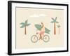 Bicycle Rider with Surfboard on the Beach-Tasiania-Framed Art Print