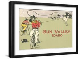 Bicycle Roping, Sun Valley, Idaho-null-Framed Art Print