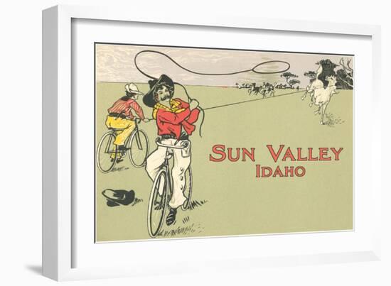 Bicycle Roping, Sun Valley, Idaho-null-Framed Art Print