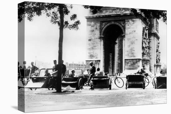 Bicycle Taxis in the Place D'Etoile by the Arc De Triomphe, German-Occupied Paris, August 1943-null-Stretched Canvas