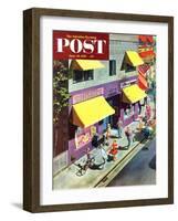 "Bicycle Tricks" Saturday Evening Post Cover, June 18, 1955-Thornton Utz-Framed Premium Giclee Print