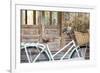 Bicycle with a Basket of a Dried Bouquet Flower Stand in Front of Wooden and Rustic House Backgroun-WichitS-Framed Photographic Print