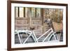 Bicycle with a Basket of a Dried Bouquet Flower Stand in Front of Wooden and Rustic House Backgroun-WichitS-Framed Photographic Print