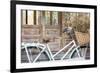 Bicycle with a Basket of a Dried Bouquet Flower Stand in Front of Wooden and Rustic House Backgroun-WichitS-Framed Photographic Print