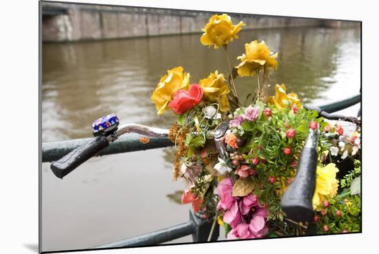Bicycle with Flowers beside a Canal-Guido Cozzi-Mounted Photographic Print
