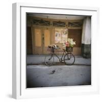 Bicycle with Flowers in Basket, Havana Centro, Havana, Cuba, West Indies, Central America-Lee Frost-Framed Photographic Print