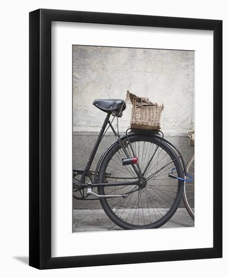 Bicycle with weathered basket-Jenny Elia Pfeiffer-Framed Photographic Print