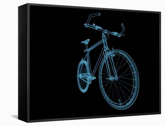 Bicycle X-Ray Blue Transparent Isolated on Black-sauliusl-Framed Stretched Canvas