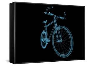 Bicycle X-Ray Blue Transparent Isolated on Black-sauliusl-Framed Stretched Canvas