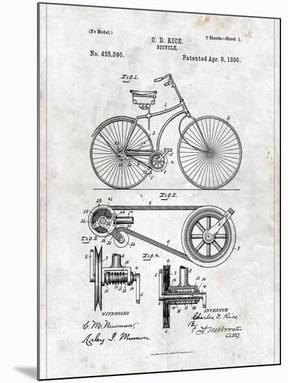 Bicycle-Patent-Mounted Art Print