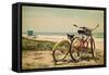 Bicycles and Beach Scene-Lantern Press-Framed Stretched Canvas