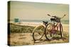 Bicycles and Beach Scene-Lantern Press-Stretched Canvas