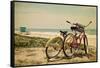 Bicycles and Beach Scene-Lantern Press-Framed Stretched Canvas