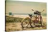 Bicycles and Beach Scene-Lantern Press-Stretched Canvas