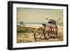 Bicycles and Beach Scene-Lantern Press-Framed Art Print