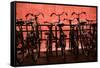 Bicycles at Centraal Station II-Erin Berzel-Framed Stretched Canvas