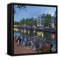 Bicycles, Houses Near the Keizersgracht, Amsterdam, the Netherlands-Rainer Mirau-Framed Stretched Canvas