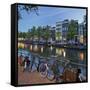 Bicycles, Houses Near the Keizersgracht, Amsterdam, the Netherlands-Rainer Mirau-Framed Stretched Canvas