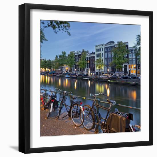 Bicycles, Houses Near the Keizersgracht, Amsterdam, the Netherlands-Rainer Mirau-Framed Photographic Print