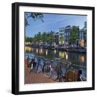 Bicycles, Houses Near the Keizersgracht, Amsterdam, the Netherlands-Rainer Mirau-Framed Photographic Print