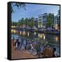 Bicycles, Houses Near the Keizersgracht, Amsterdam, the Netherlands-Rainer Mirau-Framed Stretched Canvas