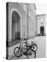 Bicycles in the Domplatz, Salzburg, Austria-Walter Bibikow-Stretched Canvas